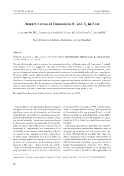 Determination of Fumonisins B1 and B2 in Beer