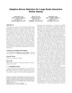 Adaptive Server Selection for Large Scale Interactive Online Games