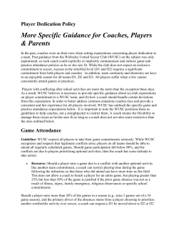 Player Dedication Policy - Wellesley United Soccer Club
