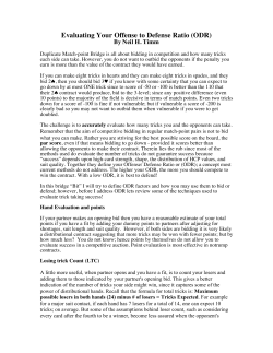 Evaluating Your Offense to Defense Ratio (ODR)