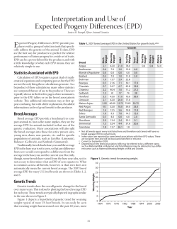Interpretation and Use of Expected Progeny Differences (EPD)