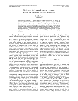 The MUSIC Model of Academic Motivation
