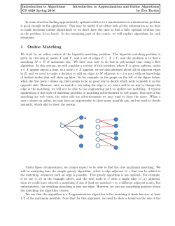 1 Online Matching - Cornell Computer Science