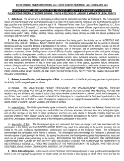 echoland, llc rafting warning, assumption of risk, release of