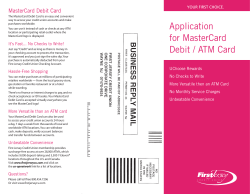 Application for MasterCard Debit / ATM Card