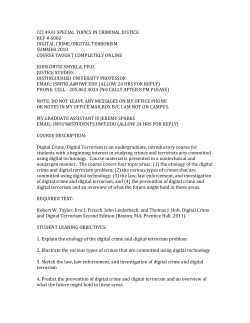 CCJ 4931 SPECIAL TOPICS IN CRIMINAL JUSTICE REF # 6002