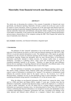 Materiality from financial towards non-financial reporting