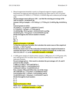 CH 115 Fall 2014Worksheet 19 Phenyl magnesium bromide is used