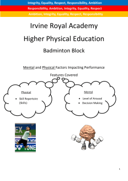 Badminton Physical and Mental Booklet