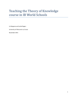 Teaching the Theory of Knowledge course in IB World Schools