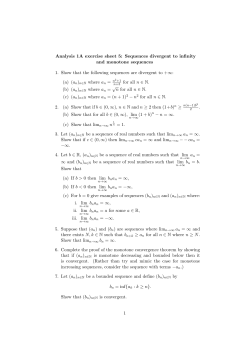 Analysis 1A exercise sheet 5: Sequences divergent to infinity and