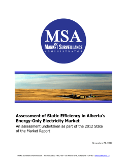 Assessment of Static Efficiency in Alberta`s Energy