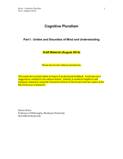 DRAFT Horst Cog Pluralism Part 1 - Steven Horst