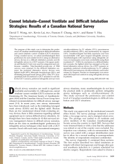 Cannot Intubate–Cannot Ventilate and Difficult Intubation Strategies