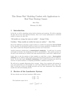 Modeling Combat with Applications to Real Time Strategy Games