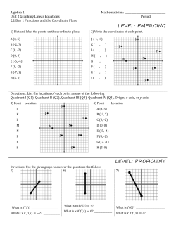 Algebra 1 Worksheet 2.1 Day 1 Solutions