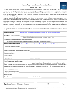 2017 Agent Representative Authorization Form