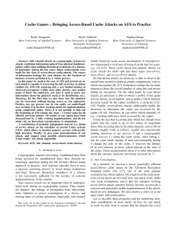 Cache Games - Bringing Access Based Cache Attacks on AES to