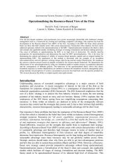 Operationalising the Resource-Based View of the Firm