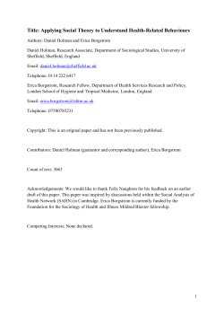 Applying social theory to understand health