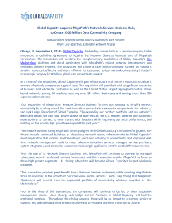 Global Capacity Acquires MegaPath`s Network Services Business