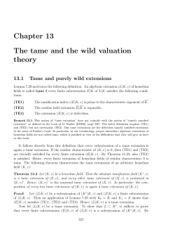 Chapter 13 The tame and the wild valuation theory