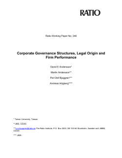 Corporate Governance Structures, Legal Origin and Firm