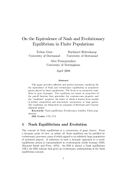 On the Equivalence of Nash and Evolutionary Equilibrium in Finite