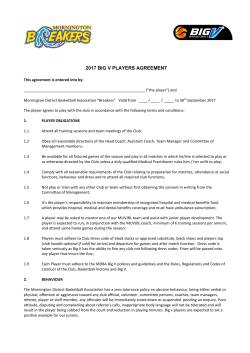 2017 big v players agreement - Mornington District Basketball