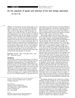 On the valuation of goods and selection of the best design alternative