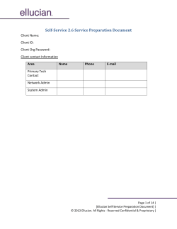 Self-Service 2.6 Service Preparation Document