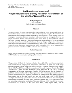 Player Responses to Survey Research Recruitment on the World of
