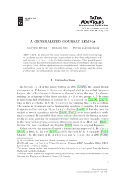 A GENERALIZED GOURSAT LEMMA 1. Introduction