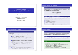Functional Analysis Cantor`s Nested Set Theorem Cantor`s