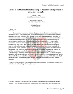 Issues in Institutional Benchmarking of Student Learning Outcomes