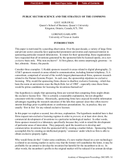 public sector science and the strategy of the commons