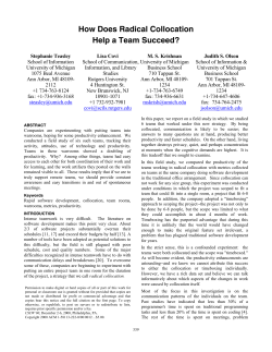 How Does Radical Collocation Help a Team