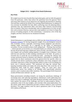 Budget 2013 &ndash; insights from Daniel Kahneman