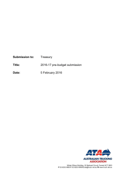 2016 ATA pre-budget submission - Australian Trucking Association