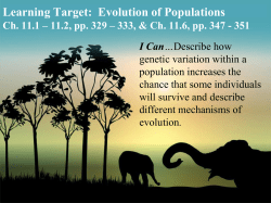 Evolution of Populations Ch. 11.1 &ndash; 11.2, pp. 329