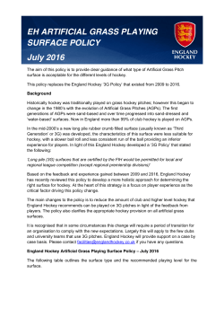 England Hockey Artificial Grass Playing Surface Policy July 2016