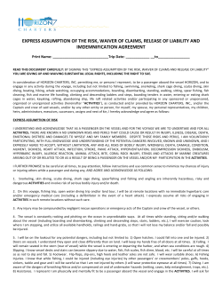 express assumption of the risk, waiver of claims