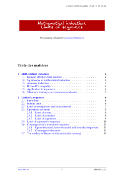 Mathematical induction. Limits of sequences