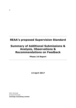 REAA`s proposed Supervision Standard Summary of Additional
