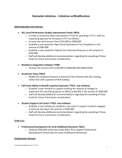 Fiscal Year 2016 Statewide Initiatives
