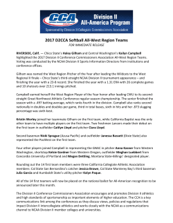 2017 D2CCA Softball West Region Team