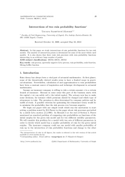 Intersections of two ruin probability functions&lowast; 1. Introduction