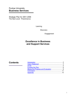 Business Services Strategic Plan 2001-2006