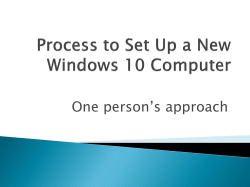 Process to Set Up a New Windows 10 Computer