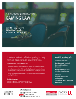 gaming law - Osgoode Professional Development